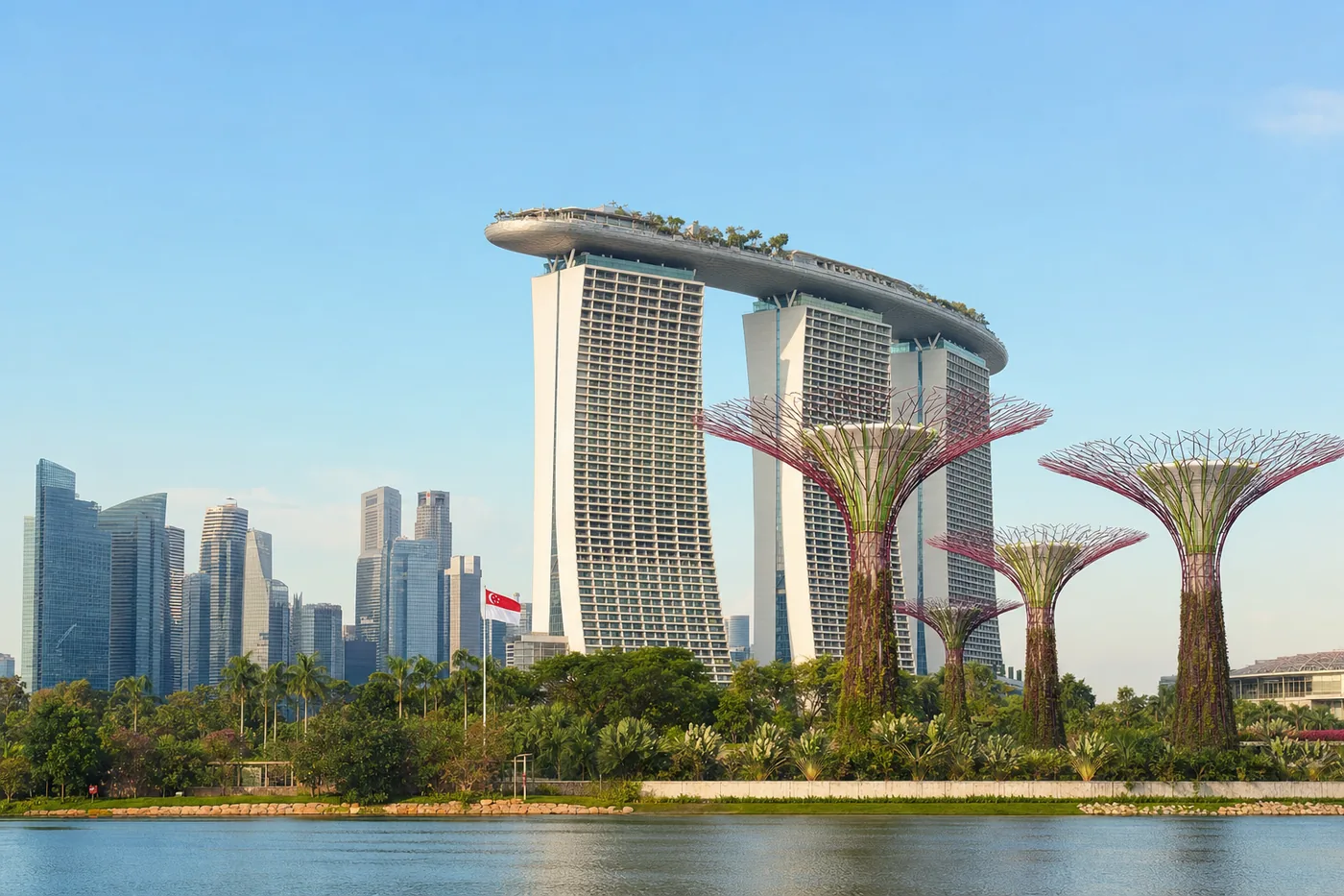 Singapore – tunnettu maamerkki ja maan lippu