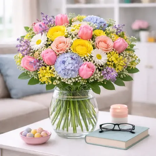 Kevätkimppu värikylläisillä kukilla – tilaa kukkia verkossa